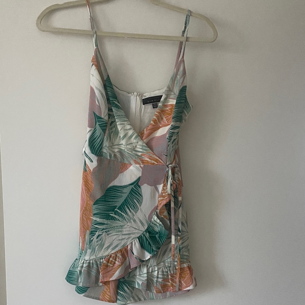 Tropical Print Wrap Top